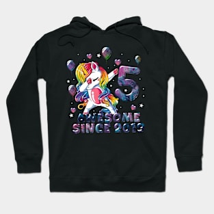 Flossing Unicorn 5 Year Old 5th Birthday Girl Unicorn Party Hoodie